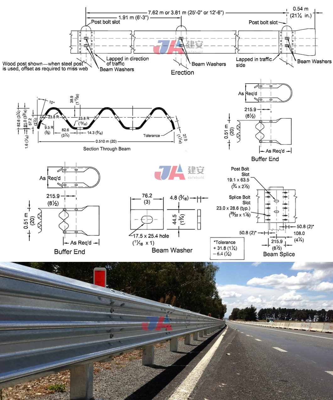 Galvanized Steel Highway Guard Rail Board From Shandong Plant