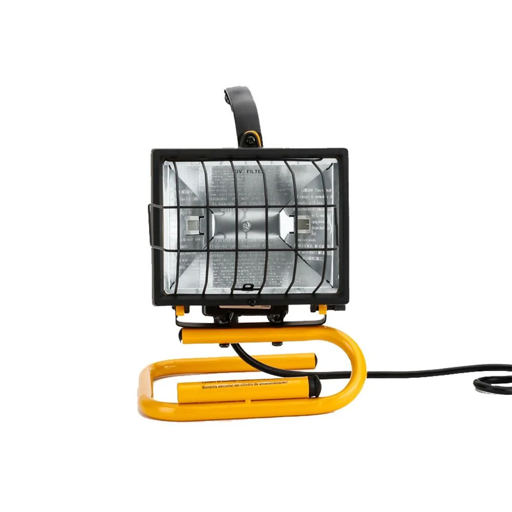 500W Yellow Metal Halogen Flood Work Light for Workshop